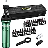 Uharbour Torque Screwdriver 10-80 in.lb, Torque Screwdriver Set with 1/4" Elastic Bit Holder, 1/4" Bit Adapter, Flat, Hex, To