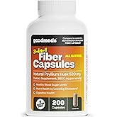 GoodMeds Psyllium Husk Fiber 520mg Capsules Supplement Soluble Dietary Colon Support for Women and Men, Restore Digestive Regularity and Balance (200 Count)