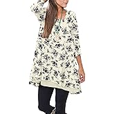 Poetsky Womens 3/4 Sleeve Tunic Tops to Wear with Leggings Layered Chiffon Hem Casual Long Shirts with Pockets