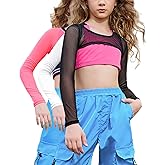 Perfashion Girls Mesh Crop Top 3 Pack Long Sleeve Shirts for Teen Trendy Hip Hop Dance Outfits 4-13Y