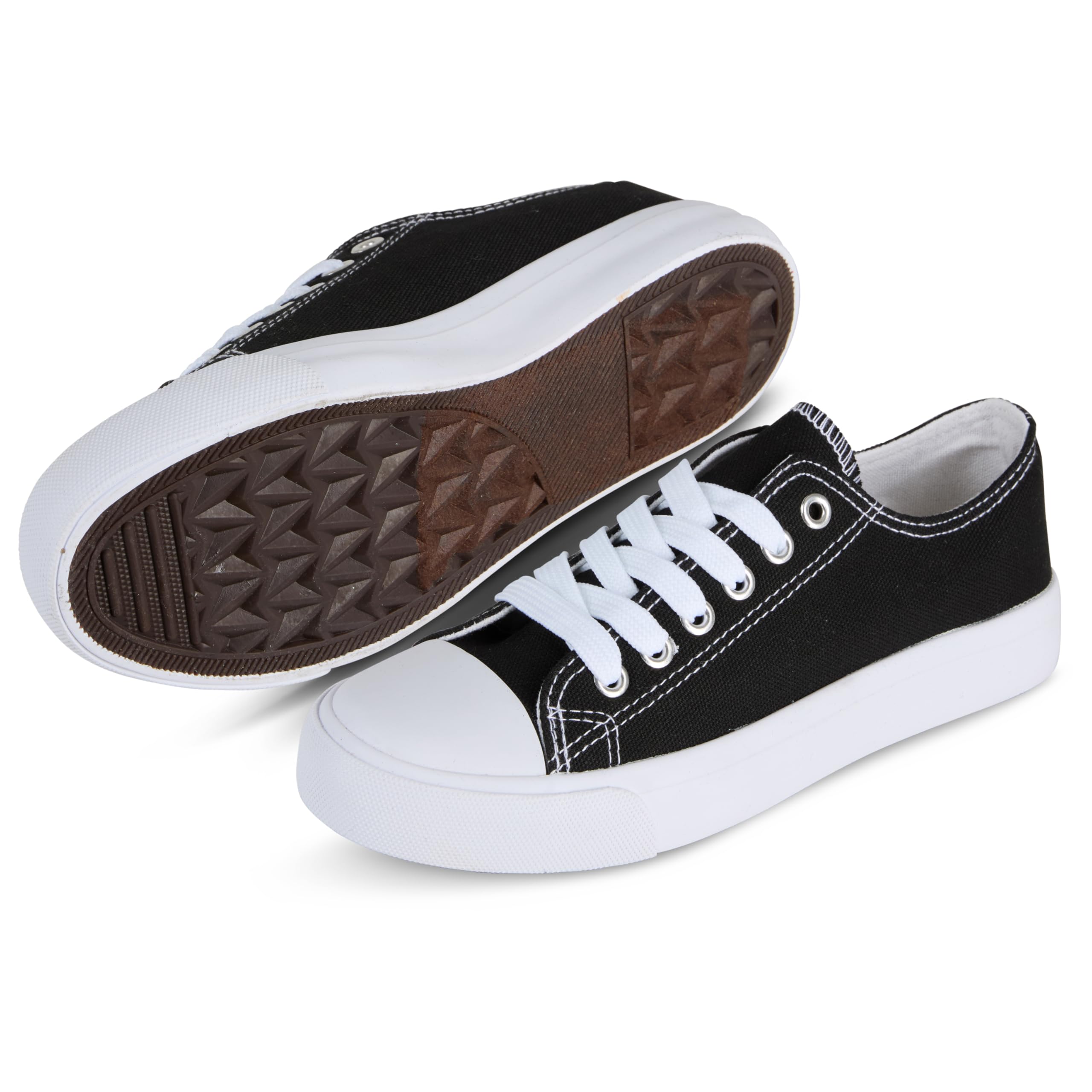 Photo 1 of hello basics Canvas Shoes for Women Casual Low Top Black and White Sneakers Fashion Womens Tennis Shoes, Black White, Size 9