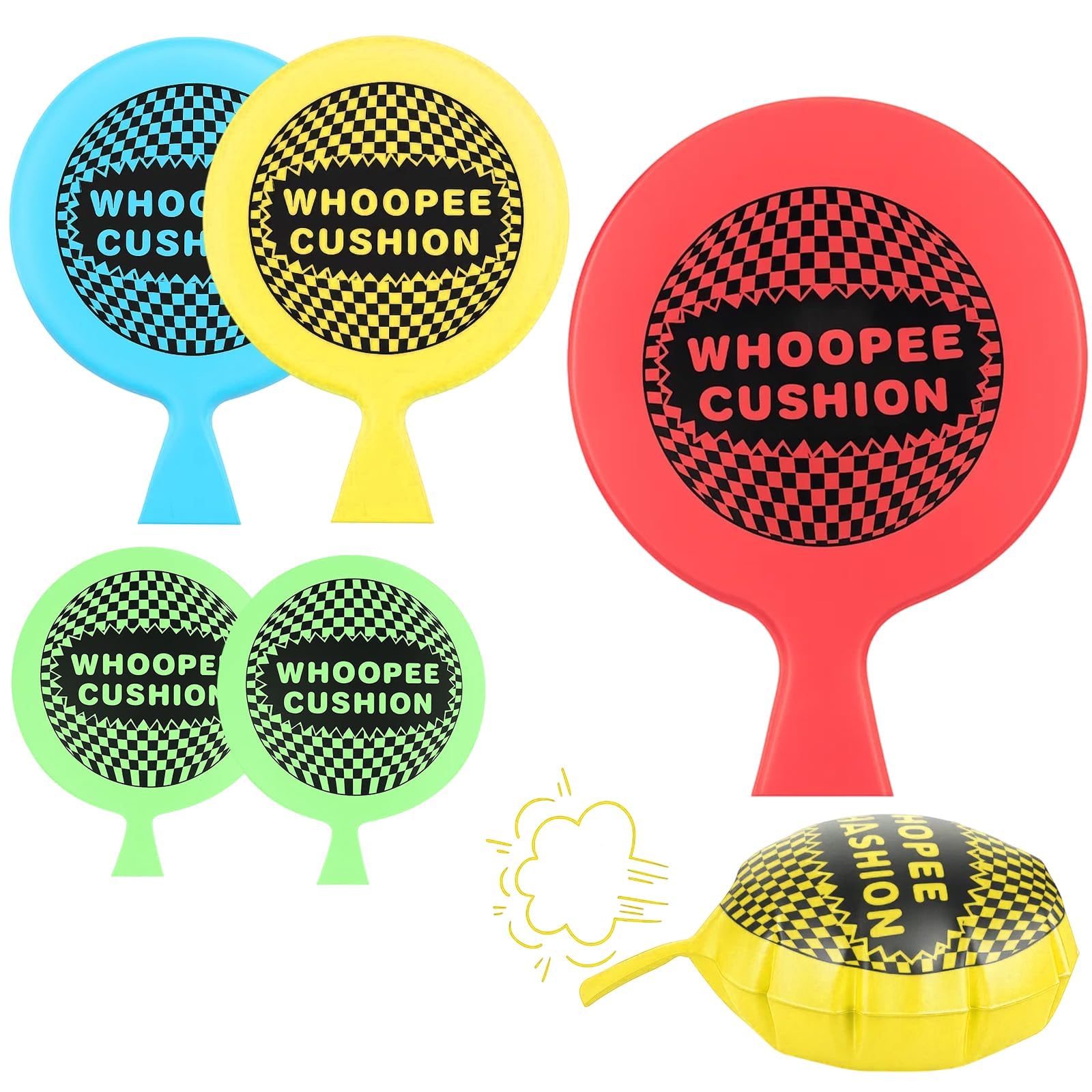 Photo 1 of ***** ONLY 1 YELLOW*****.    ZHLKHIOP 5-Pack Whoopie Cushion Set with 2 Small, 2 Medium, 1 Large Random Colors, Whoopee Cushions Kids,Practical Joke for Parties