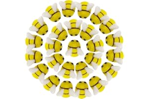 YOOHUA 20PCS Wool Felt Bee Craft Balls Bee Craft Supplies for Halloween Costume Baby Shower Gender Reveal Party Nursery Tent Decoration DIY Craft Car Seat Grasping Bead Toys