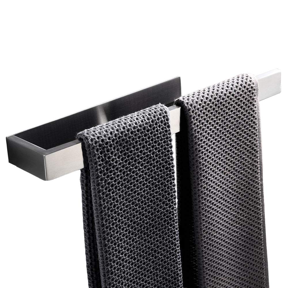 Celbon 25CM Stainless Steel Towel Rails Self-Adhesive Towel Rack No Drilling Towel Ring (Brushed, Self Adhesive 35CM)