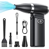 Electric Compressed Air Duster Cordless: 60 MPH High Wind Speed Mini Air Blower for Electronics Portable Computer Cleaner Hand Keyboard Cleaning Powerful Duster for Car, Fans and Other Sences