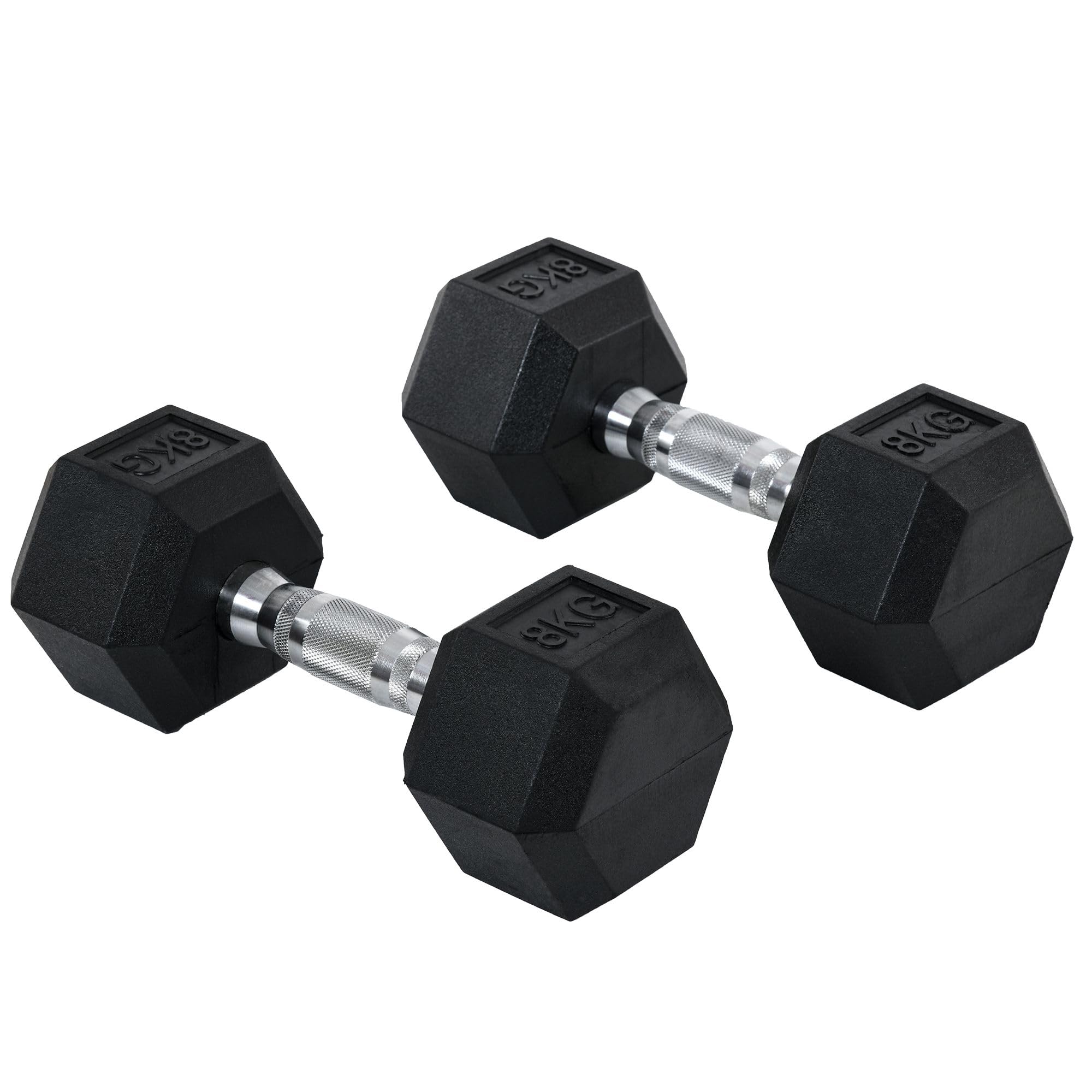 HOMCOM Hexagon Hanteln 2er Set mit Gerändeltem Griff Kurzhanteln 2 x 8 kg