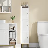 Hzuaneri Slim Bathroom Storage Cabinet, Narrow Bathroom Organizers and Storage with 4 Adjustable Feet, Laundry Room Organization for Small Space, Kitchen, Living Room, 3 Doors White BC22313G