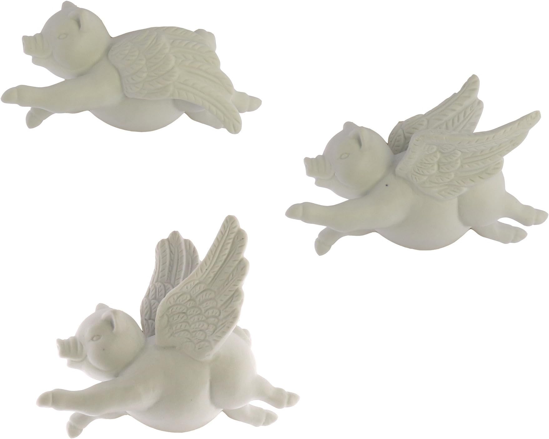 MY SWANKY HOME Luxe When Pigs Fly Wall Sculpture Set 3 | White Flying Angel Wings