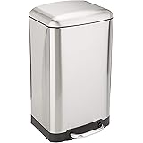 Amazon Basics 20 Liter / 5.3 Gallon Soft-Close, Smudge Resistant Trash Can with Foot Pedal - Brushed Stainless Steel