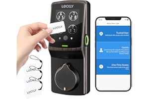 Lockly Secure Plus, RFID Card Smart Lock, Keyless Entry Door Lock, Smart Locks for Front Door, PIN Genie® Keypad, 3D Biometric Fingerprint Sensor, Auto Lock Smart Door Lock (Venetian Bronze)