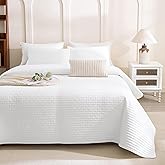 Lady Ann Oversized Queen Quilt 100x106, White Oversized Queen Bedspreads Set for Bed, Lightweight & Soft Farmhouse Coverlet All Season Extra Large 3 Pcs Quilted Bedding Sets