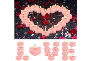 50 Pack Rose Scented Tealight Candles in Clear Cup, Pink Wax Votive Candle for Home Decor,Valentine's Day,Wedding Holiday, 4 