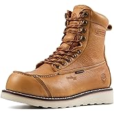 SUREWAY Mens 8" Heavy Duty Waterproof Work Boots for Men - Composite Toe,EH Construction Industrial Safety Leather Boots,GoodyearWelt,Lace Up Wedge Moc Toe,Oil/Slip Resistant Comfortable Outsole