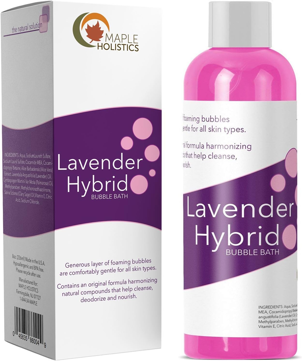 Relaxing Bubble Bath for Sleep – Pure Lavender Essential Oil and Aloe Vera – Aromatherapy Bath Soak for Dry Skin and Sore Muscles – Hypoallergenic Natural Skin Care for Men Women with Sensitive Skin: Health & Personal Care