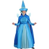 Women's Disney Sleeping Beauty Merryweather Costume, Blue Fairy Godmother Cosplay Outfit