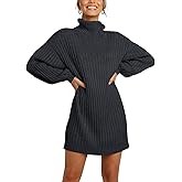 ANRABESS Women Oversized Sweater Dress Turtleneck Batwing Long Sleeve Ribbed Knit Loose 2025 Fall Winter Casual Short Dress