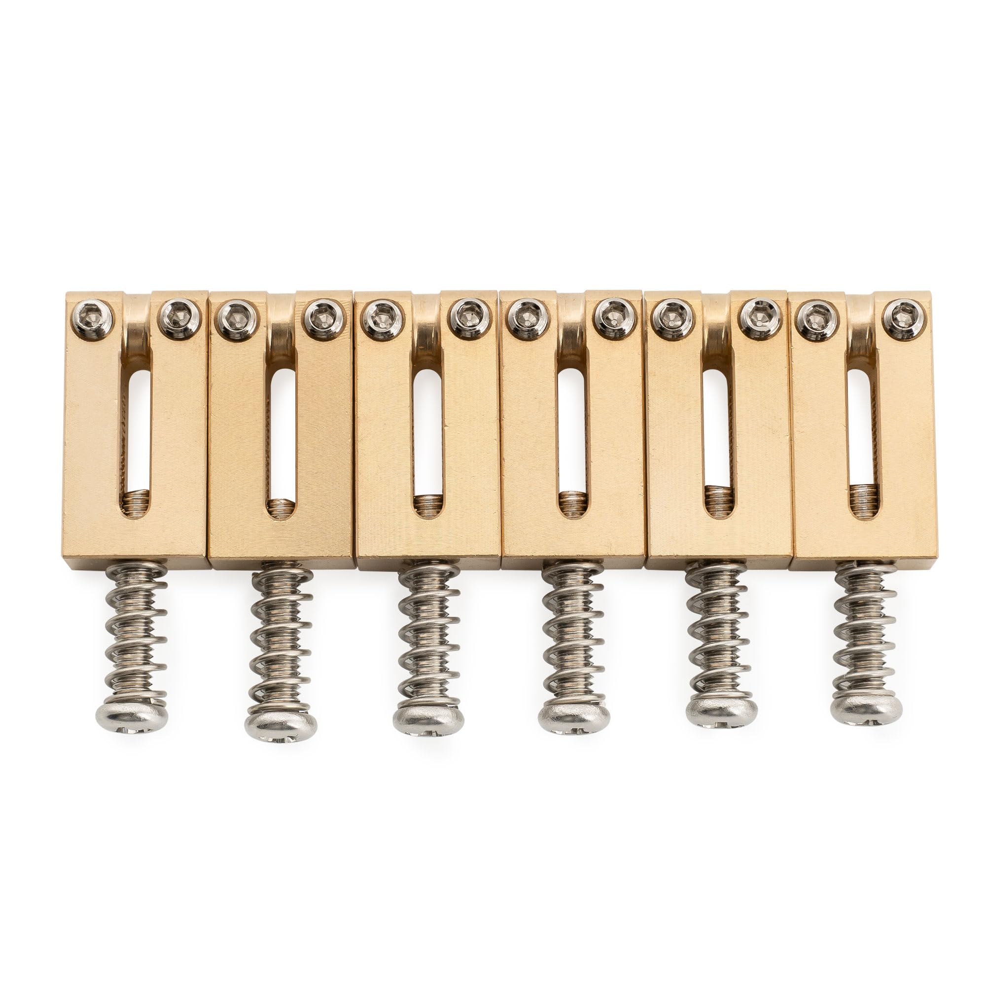 Musiclily Ultra 10.5mm Modern Style Brass Saddles for Strat/Tele Style Electric Guitar, Original Color (Set of 6)
