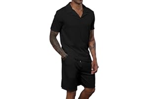 Uni Clau Men's Shorts set 2 Piece Outfits Short Sleeve Polo Shirt Summer Fashion Casual Shirts and Short Set