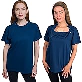 Inspired Comforts Women's Chemotherapy Port Access Half Sleeve Shirt with Dual Zip Access |100% Cotton