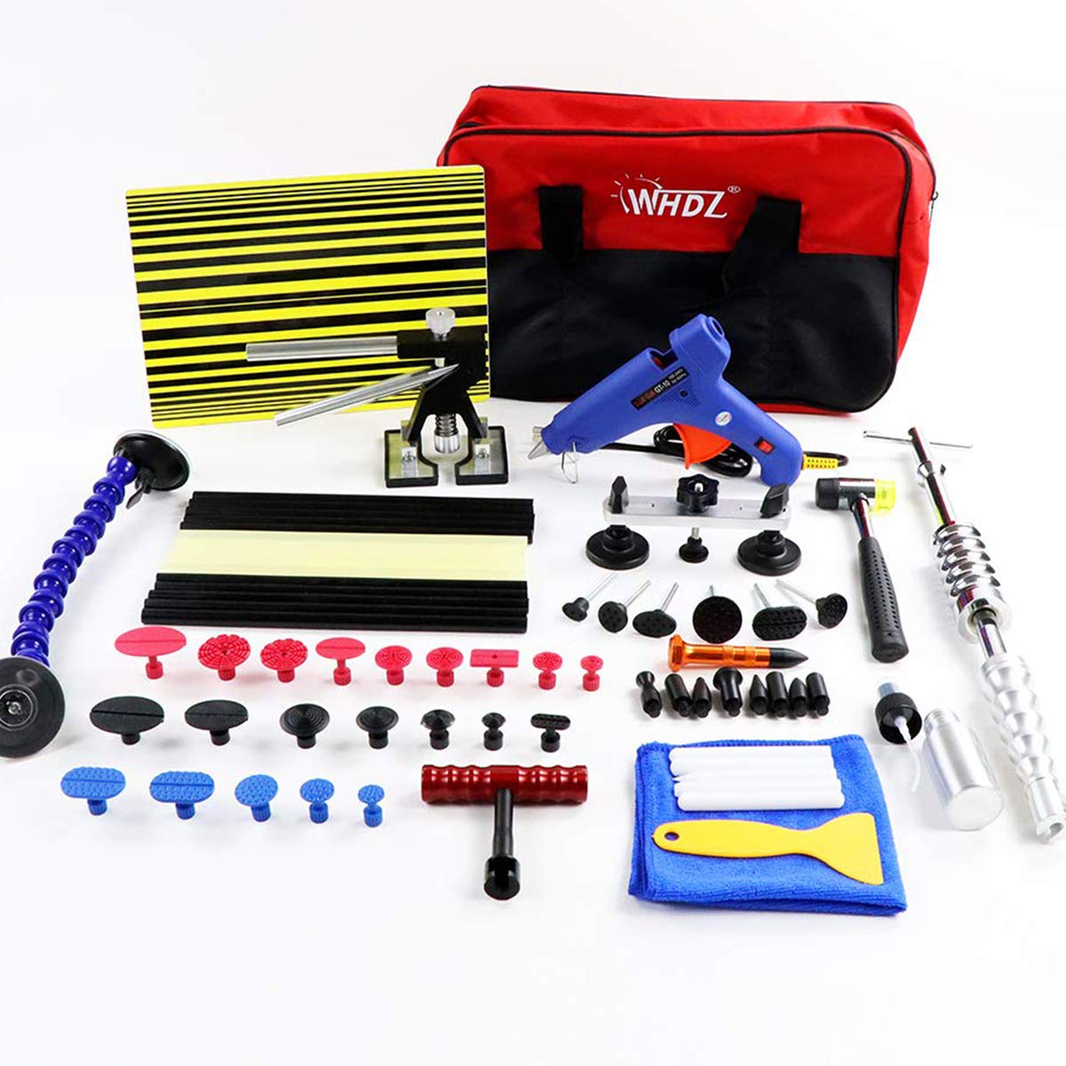 Whdz 72pcs Car Body Paintless Repair Removal Tools Automotive Door Ding Dent Silde Hammer Glue Puller Repair Starter Set Kits For Car Hail Damage And