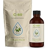 Suspended Solutions - C-60 Olive - 4oz -99.9% Pure C-60 in Organic Extra Virgin Olive Oil - 100% Solvent Free - 108mg Active C60 - Glass Bottle - Carbon 60…
