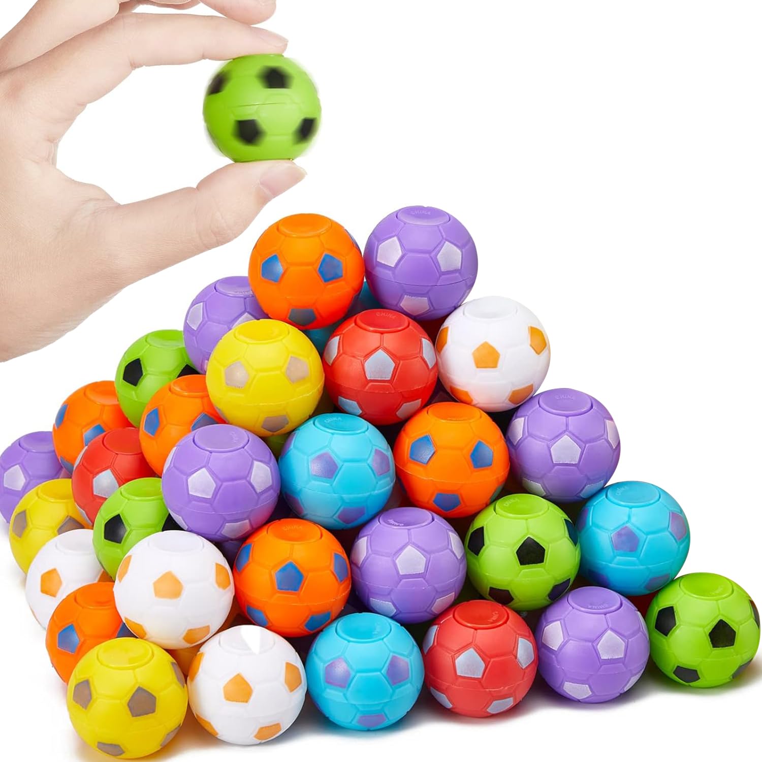 SCIONE 72 Pack Soccer Fidget Spinners, Soccer Party Favors for Kids, Fidget Toys Bulk, Stress Balls, Goodie Bag Stuffers Gifts for Birthday Party, Treasure Box for Classroom