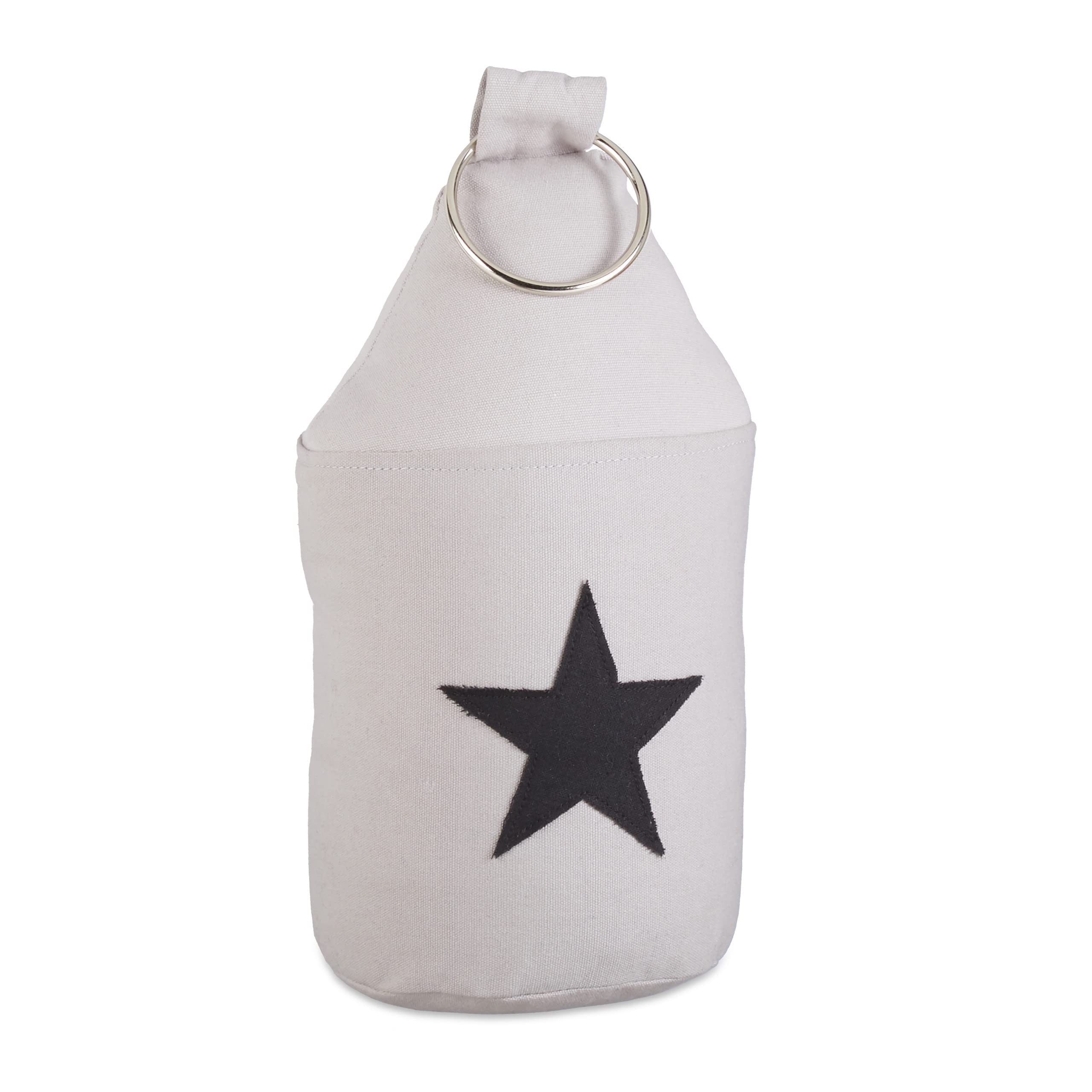 Relaxdays Star Door Stop, Fabric Bumper, Floor Doorstop, Tall, with Handle, HxD: 23 x 11 cm, Grey