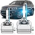 SENROBO Fit for Jeep 2017-2021 Compass 2014-2021 Grand Cherokee 2014-2018 Cherokee D3S HID Xenon Headlight Bulb, 350% Brightness, High Low Beam Light Bulbs, 8000K White Blue, Pack of 2
