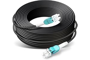 YUTIANHOME 100ft/30m OD-5mm Industrial TPU OM3 Fiber LC to LC Outdoor Armored Fiber Patch Cable, Duplex Multimode Fiber Optic Cable, 40Gb 10Gb, 50/125 OM3 Uniboot LC-LC Direct Bury