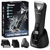 TEENOVA Pubic & Body Hair Trimmer for Men, 2 In 1 Electric Ball Groin Razor Shaver with Ceramic Blade, No Nick Mens Grooming Kit for Wet/Dry Use, Cordless Charging Body Groomer with Led Display, Black