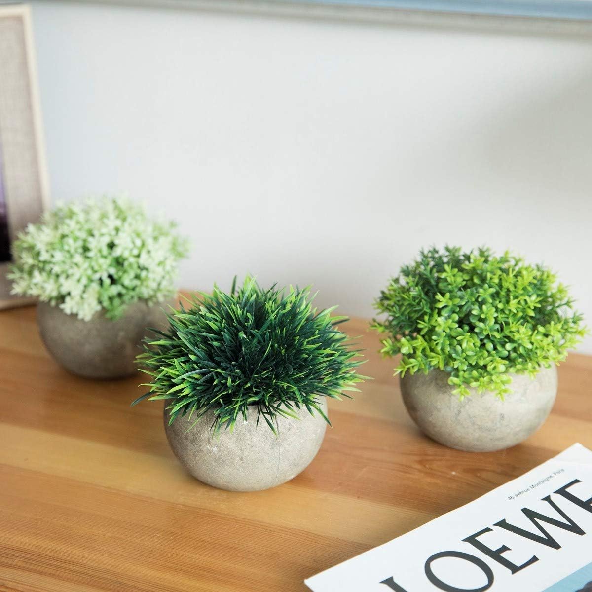 THE BLOOM TIMES 2 Pcs Fake Plant for Bathroom/Home Office Decor, Small Artificial Faux Greenery for House Decorations (Potted Plants) -