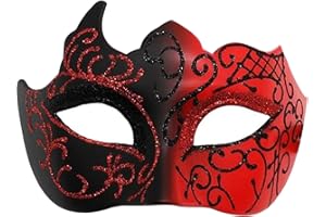 Abkolul Masquerade Mask for Men Black, Halloween Venetian Adult Masquerade Masks, Mardi Gras Mask