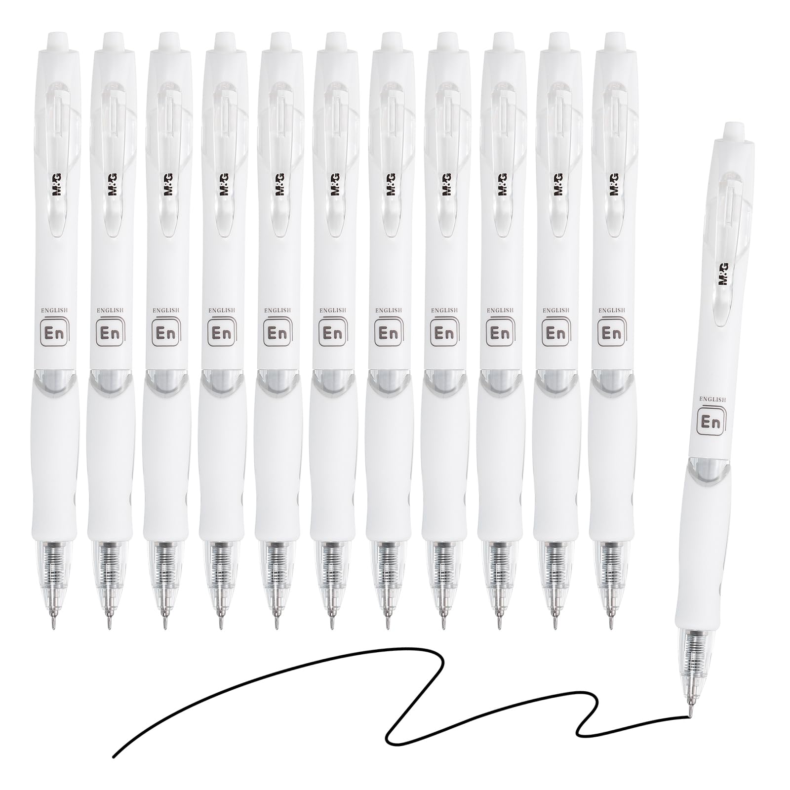 M&G Gel Pen Medium Point 0.5mm, 12 Pack Quick Dry Smooth Retractable Black Gel Ink Rollerball Pen for Home Office Writing Note Taking Journaling Business, Style 10