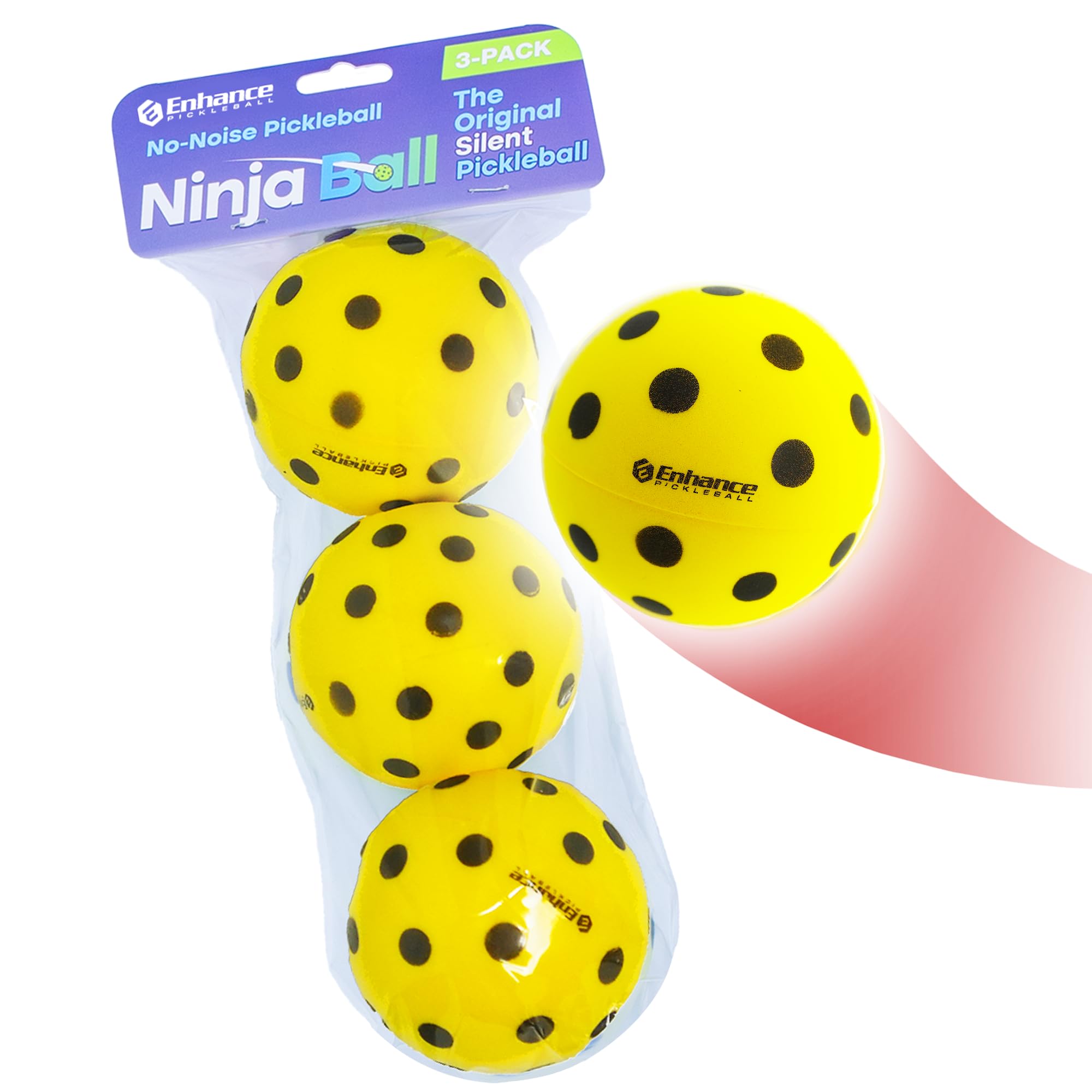Photo 1 of Enhance Pickleball Ninja Ball - The Original Silent Pickleball - Foam Balls for Quiet Practice - Comes with 3 Balls - Indoor or Outdoor Use