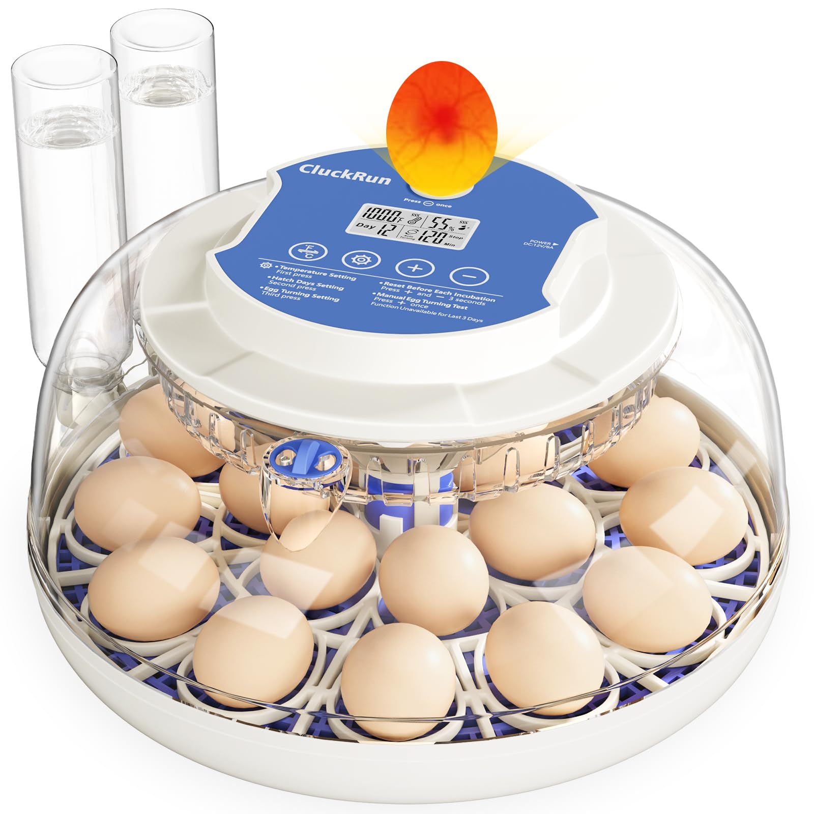 Photo 1 of 18 Egg Incubator, Hatch Day and Humidity Display, Automatic Turning and Stop, 2 Size Egg Trays, Candling Light, Automatic Water Refill, Air Vent, Hatching Chicken Quail Duck Turkey Goose Birds