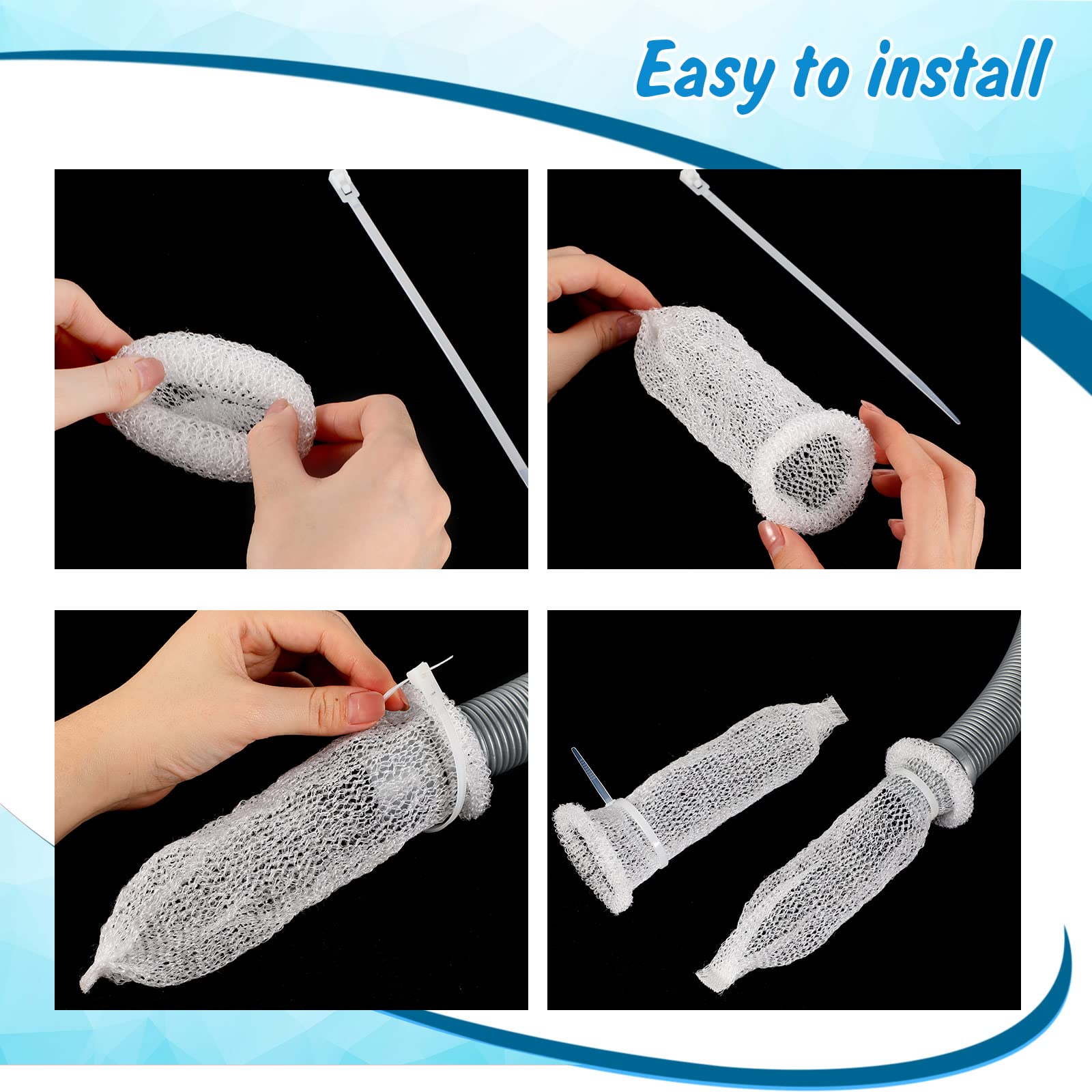 40 Pieces Nylon Lint Trap Washing Machine Lint Fabric Mesh Snare Washer Lint Catcher Washer Hose Lint Traps Washing Machine Lint Trap Lint Traps Hose Screen Filter Catcher with 40 Pieces Cable Ties