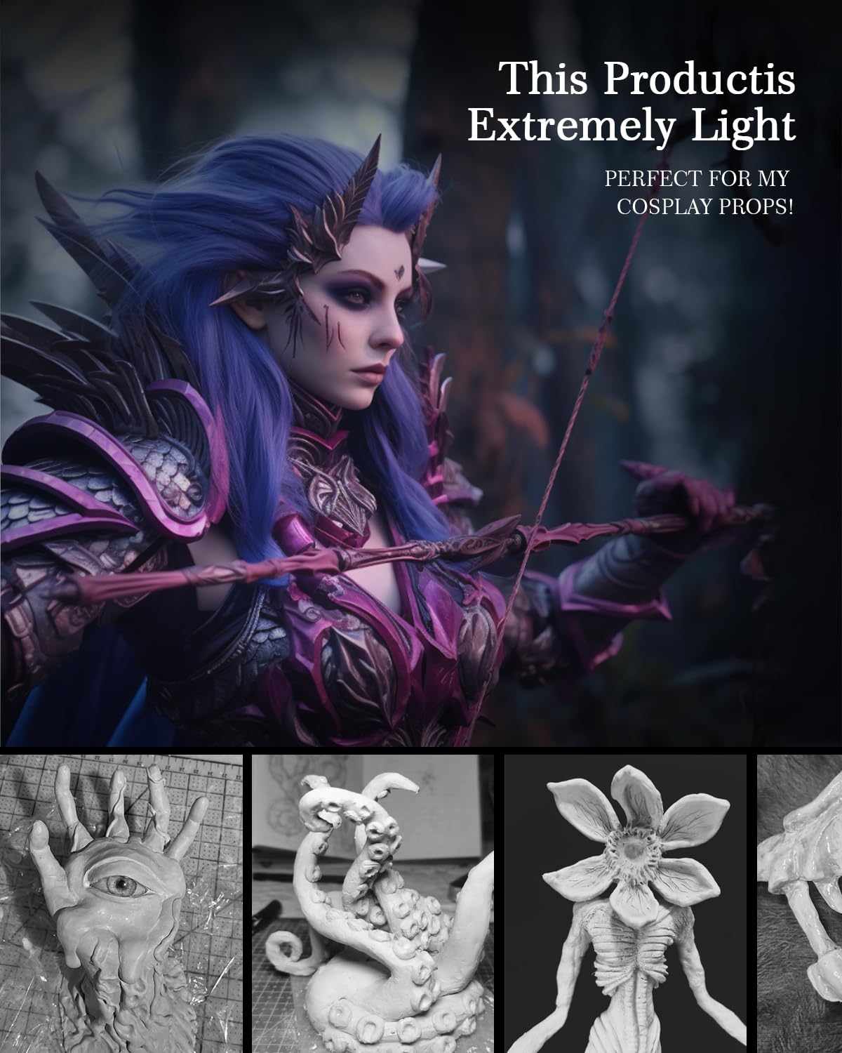 Hiflora Foam Clay - 500g/1.1lb White Air Dry Modeling Clay for Sculpting Soft & Squishy Model Magic Foam for Arts & Crafts Ideal for Adults & Kids, Safe & Non-Toxic