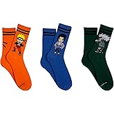 Everything Legwear Naruto Shippuden Crew Socks (3 Pair) - Naruto, Kakashi, Sasuke - One Size Fits Most