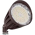 HTM LIGHTING SOLUTIONS 25W/20W/13W Outdoor LED Bullet Flood Light, 120VAC, 3000K/4000K/5000K Color Selectable, Medium-Wide Beam Angle, Bronze Finish (1-Pack)