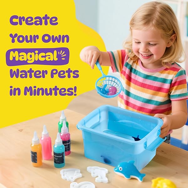 TMOL MAGIC WATER ELF TOY KIT – 65ML AQUA FAIRY WATER GEL KIT FOR KIDS WITH 20 MAGIC GEL & 10 MOLDS, MAKE YOUR OWN WATER PETS & SQUISHY TOYS, ARTS AND CRAFT KITS FOR KIDS AGES 8 9 10 YEARS OLD