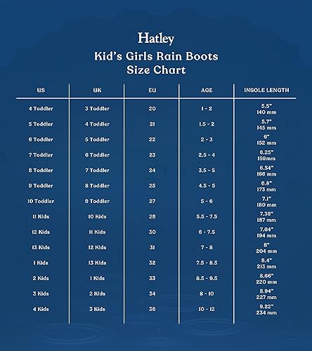 Rain Boots Shoe Size Chart Little Kid Litfun Toddler Kids Rain