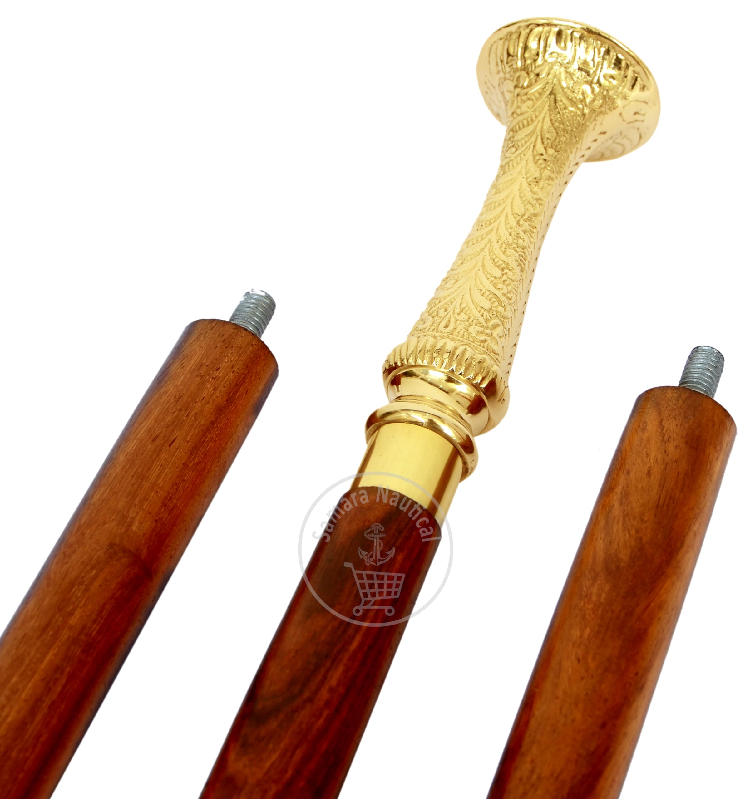 Samara Nautical Brass Long Handle Walking Stick Cane Wooden Walking Stick Medieval Replicas Walking Cane Victorian Antique