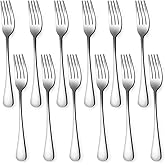 Set of 12, Stainless Steel Dinner Forks Silverware Set, Heavy-Duty Dinner Forks (8 Inch) Cutlery Set, Dishwasher Safe (Silver