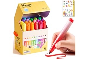 Jar Melo Scented Washable Markers for Kids Ages 4-8, Coloring Markers for Toddlers, Safe and Non-toxic Water-Based Paint Drawing Kit with Storage Case, School Art Supplies, 24 Colors