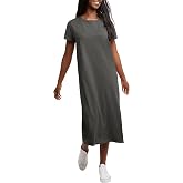 Hanes Women's Cotton Midi Dress, Garment Dyed Ankle-Length Dress, Cotton Lounge Dress