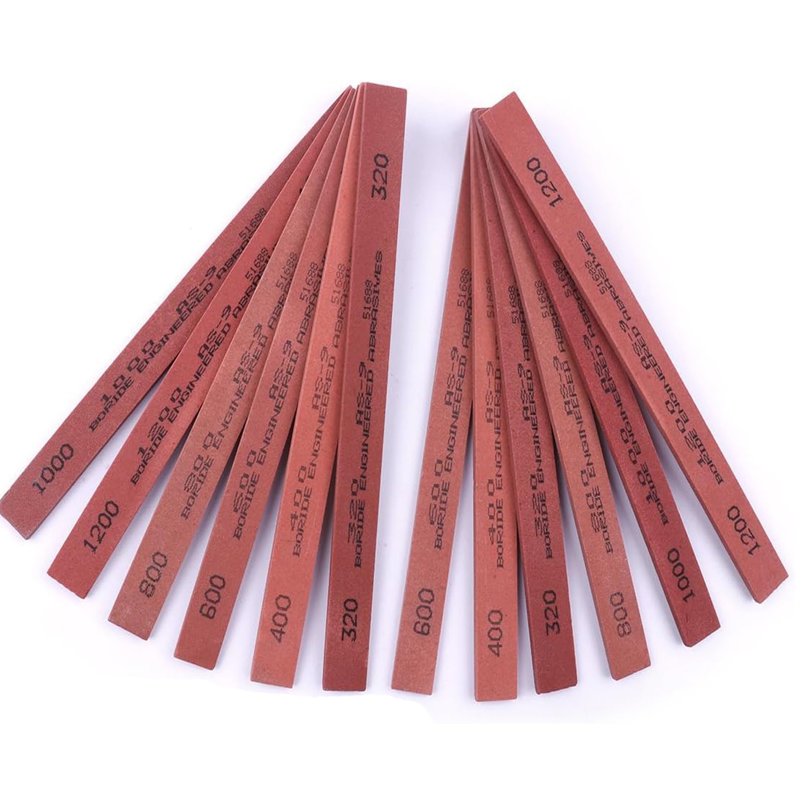 CBRIGHT Sharpening Stone Set, 12pcs Knife Whetstones Set White Corundum Sharpener Honing Stone - Polishing Oil Stone Set Grits 320# 400# 600# 800# 1000# 1200#-(5.9x0.47x0.12Inch)