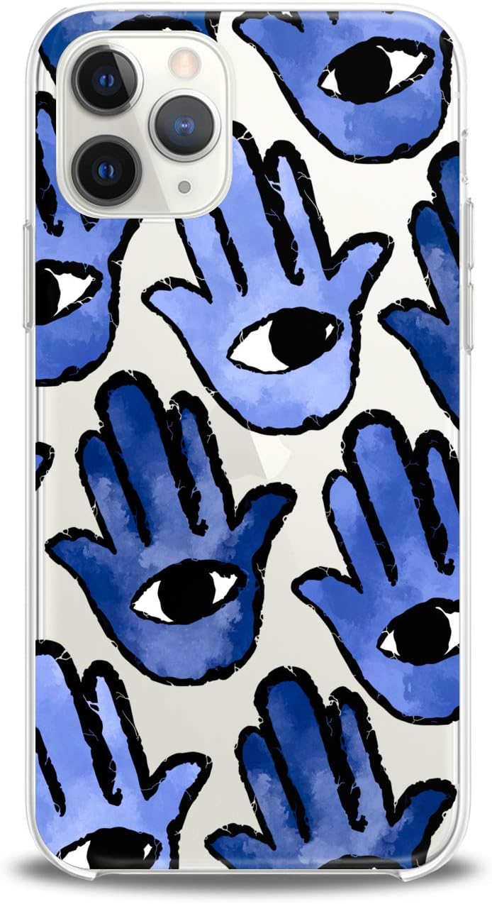 Lex Altern Case Compatible with iPhone 12 Mini 5G 11 Pro Xs Max Xr 8 X 7 Plus 6 SE 5 Blue Hamsa Pattern Print Smooth Spiritual Cover Clear Design Black Eye Slim fit Soft Arabic Lightweight Wisdom Art