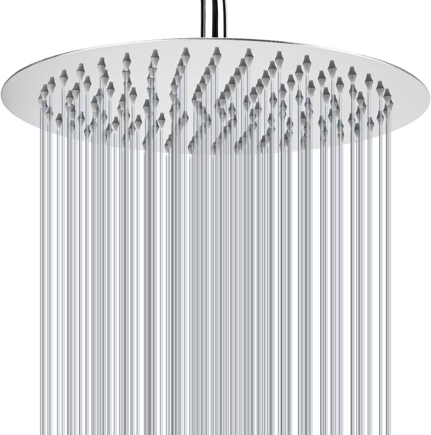 Large Rainfall Shower Head, Voolan 12" High Flow Stainless Steel Bath Shower, High Pressure Adjustable Luxury Showerhead, Waterfall Full Body Coverage with Silicone Nozzle (12" Round)