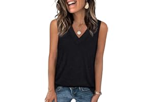 WIHOLL Tank Tops for Women Summer V Neck T Shirts Trendy Sleeveless Basic Tee Loose Fit 2025 Fashion