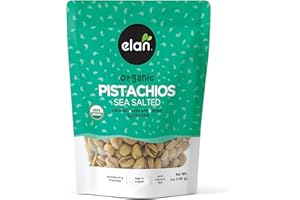 ELAN Organic Sea Salted Pistachios Non-GMO, Vegan, Gluten-Free, Kosher, 145g